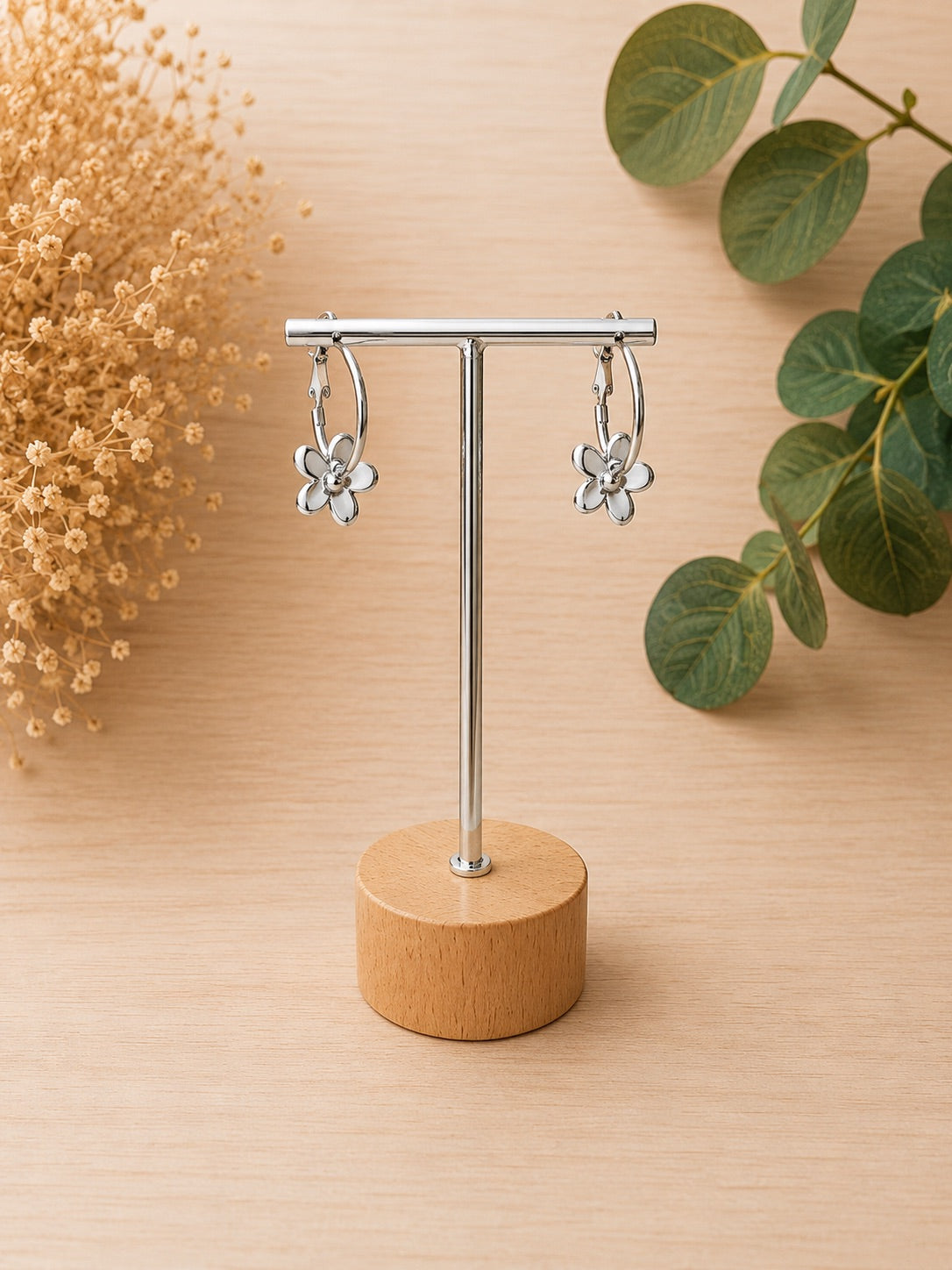 Pendientes charm flor