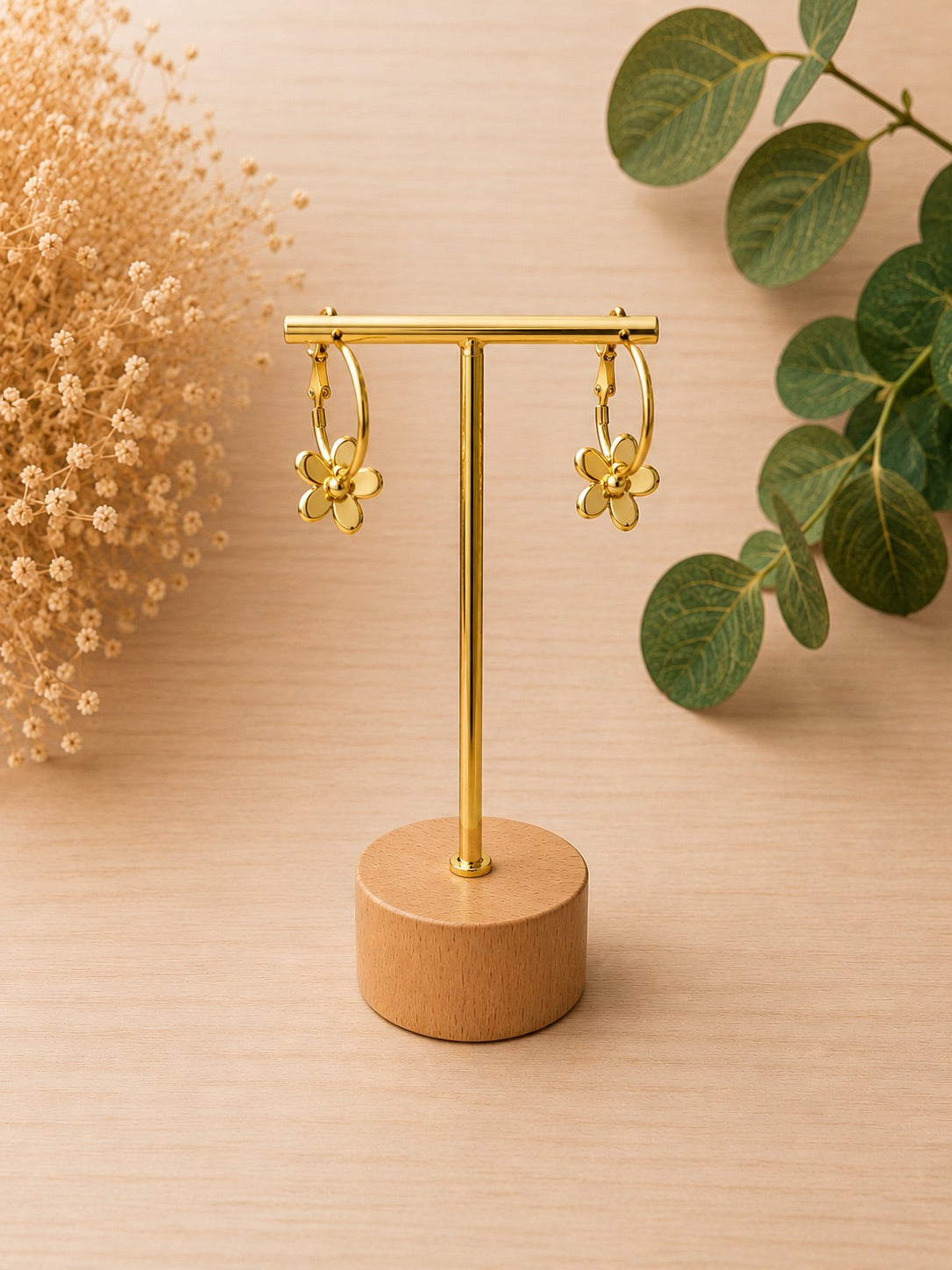 Pendientes charm flor