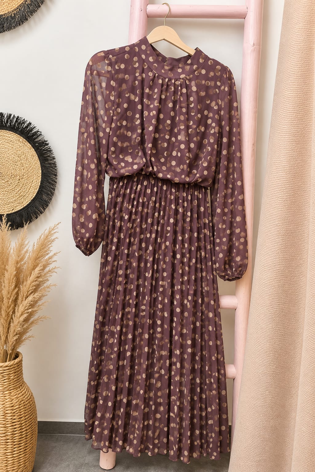 vestido lunares plisado